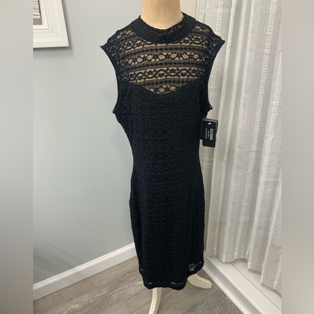 Guess Black Lace‎ Sleeveless Open Back Bodycon Dress Size 2 (with Guess tag)
